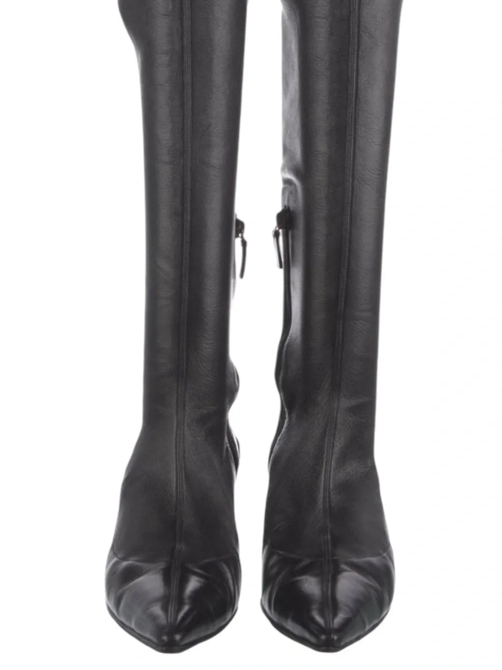 GUCCI TOM FORD FW 2003 Runway Black Leather Studded Kitten Heel OTK Boots 37